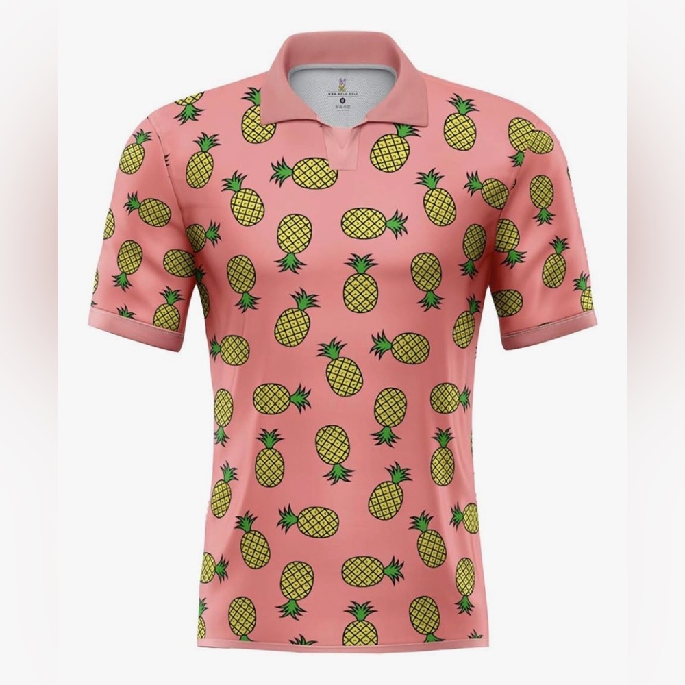 Rolo Golf Teal Electric Pineapple Men’s XL Polo‎ Golf NWT